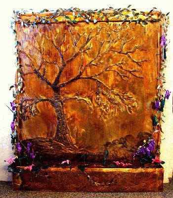 Golden Oak Galaxy Wall Fountain